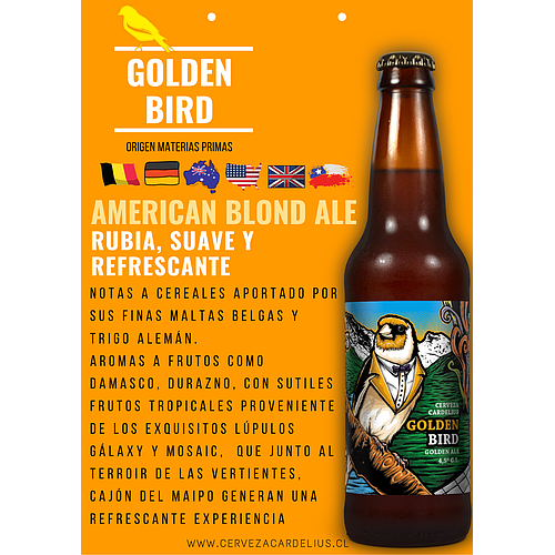 Botella Golden Bird 330cc (4,5% AbV) POS